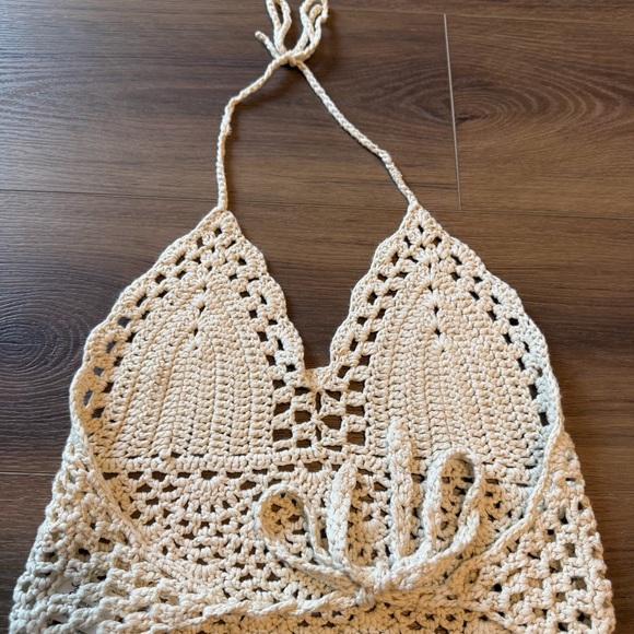 Crochet Halter Top in Cream - Picture 3 of 3